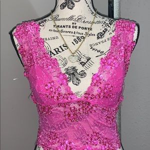 Bebe Pink Sequin Bustier